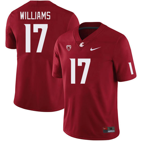 Men #17 King Williams Washington State Cougars College Football Jerseys Stitched Sale-Crimson